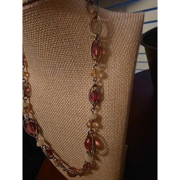 Napier 18-inch Gold -Tone Midsummer Dance Pink Simulated Abalone Bead Necklace - Picture 2 of 4